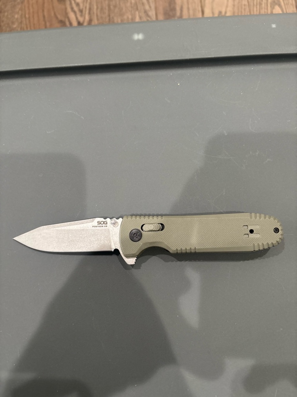 SOG Folding Pocket Knife - Olive Green Handle